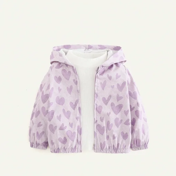 Cárdigan con capucha de diseño de corazón para niña